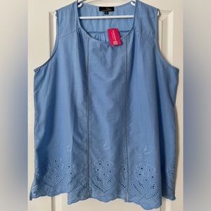 NWT Suzanne Betro Sleeveless Eyelet Blouse